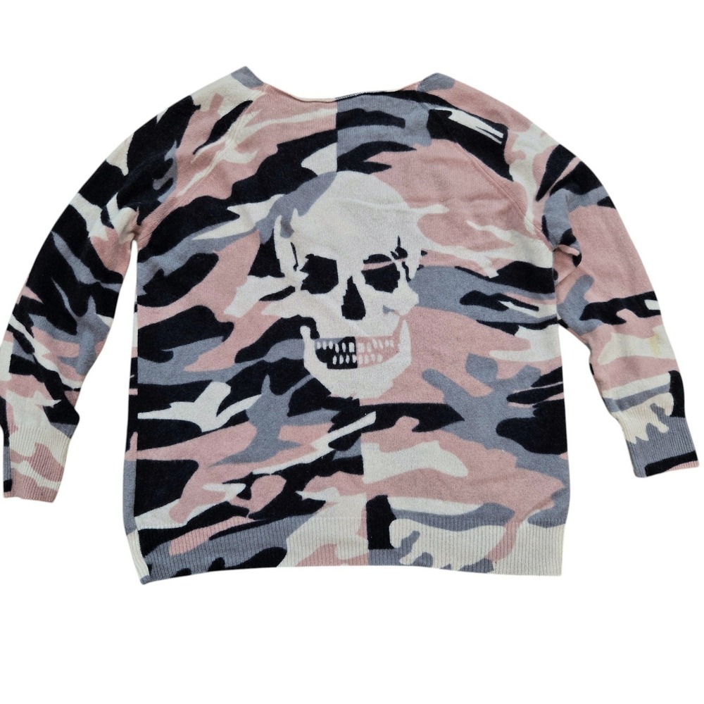 Skull Cashmere Scout Womens Medium Sweater Pink Camo Grunge Slouchy Neck lightwt